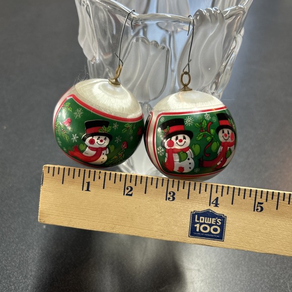 Vintage Hallmark Happy The Snowman Christmas Ornament 1976 LOT OF 2 Satin Balls - Picture 3 of 3
